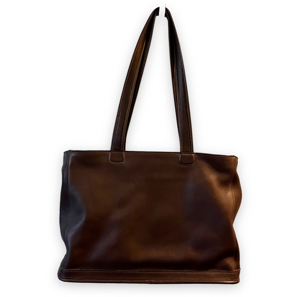 Coach Handbags - 90s Vintage USA Coach 9306 Brown Leather Shopper Tote Bag Zip closure Pockets
